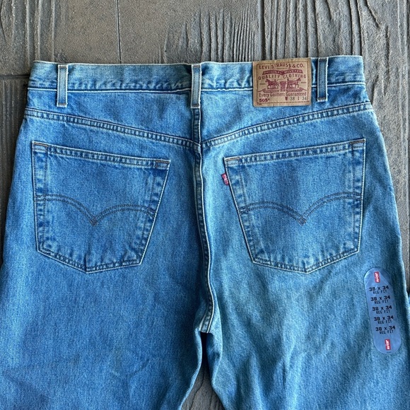 Vintage 90s Levi’s 505 Zip Fly Straight Leg Regular Fit Jeans Men 38 NWT Y2K - Picture 2 of 10